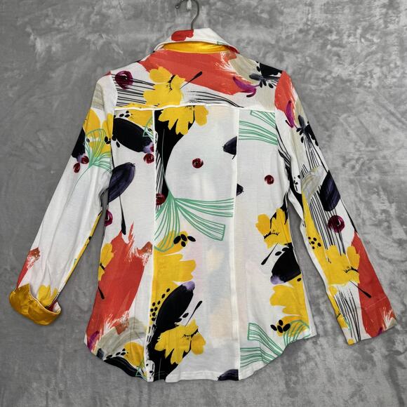 Berek Jacket Womens Medium Multicolor Floral Full Zip Pockets Artsy Print Modern - Picture 2 of 11
